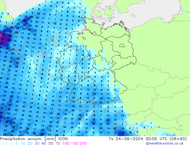 Precipitation accum. ICON Ter 24.09.2024 00 UTC