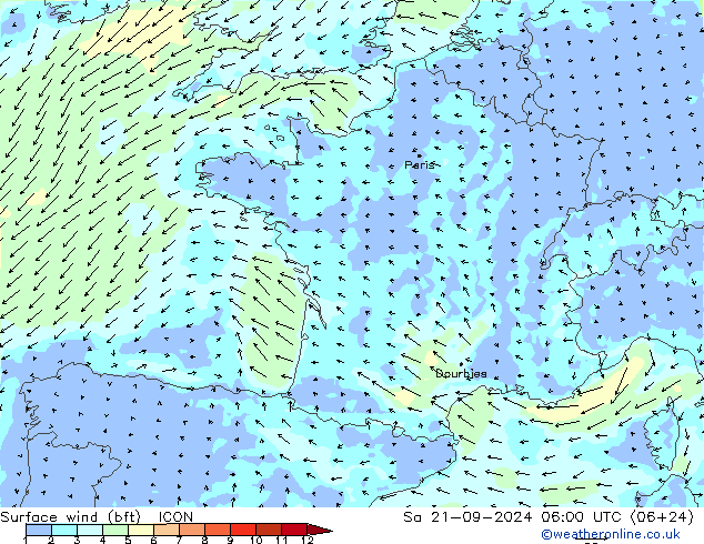  10 m (bft) ICON  21.09.2024 06 UTC
