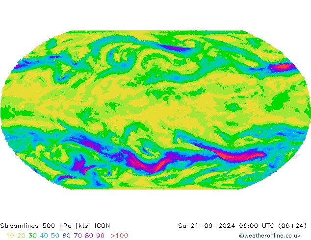 Rüzgar 500 hPa ICON Cts 21.09.2024 06 UTC