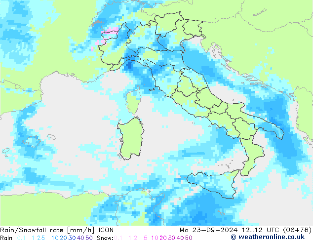 Kar/Yağmur Oranı ICON Pzt 23.09.2024 12 UTC