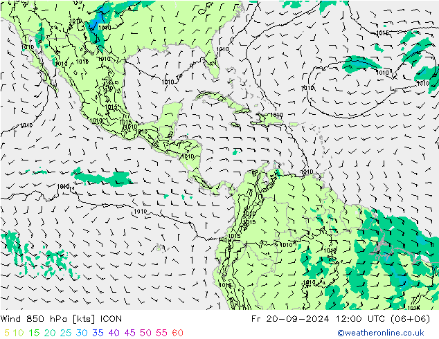 Wind 850 hPa ICON Pá 20.09.2024 12 UTC