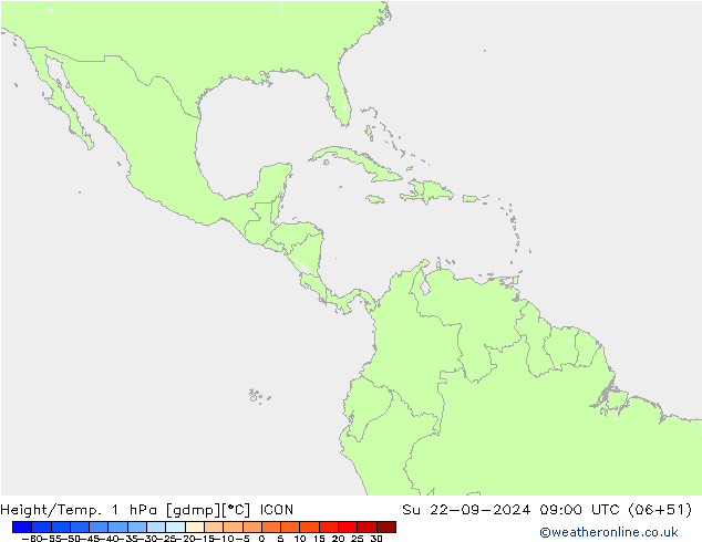 Yükseklik/Sıc. 1 hPa ICON Paz 22.09.2024 09 UTC