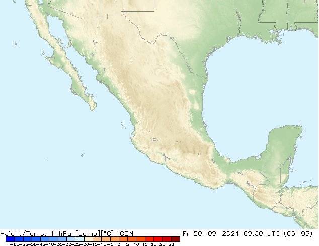 Height/Temp. 1 hPa ICON Fr 20.09.2024 09 UTC