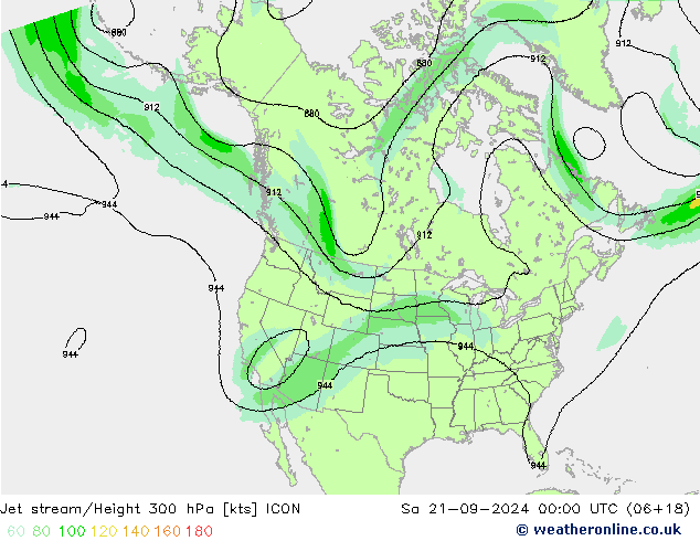 高速氣流 ICON 星期六 21.09.2024 00 UTC