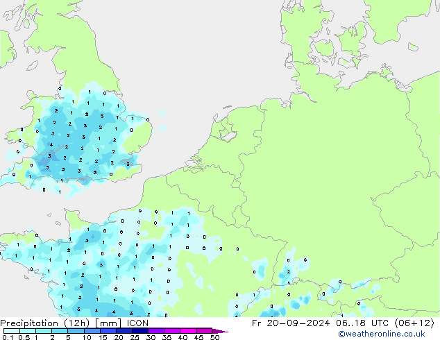 Yağış (12h) ICON Cu 20.09.2024 18 UTC