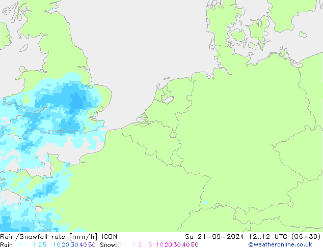 Rain/Snowfall rate ICON Sa 21.09.2024 12 UTC