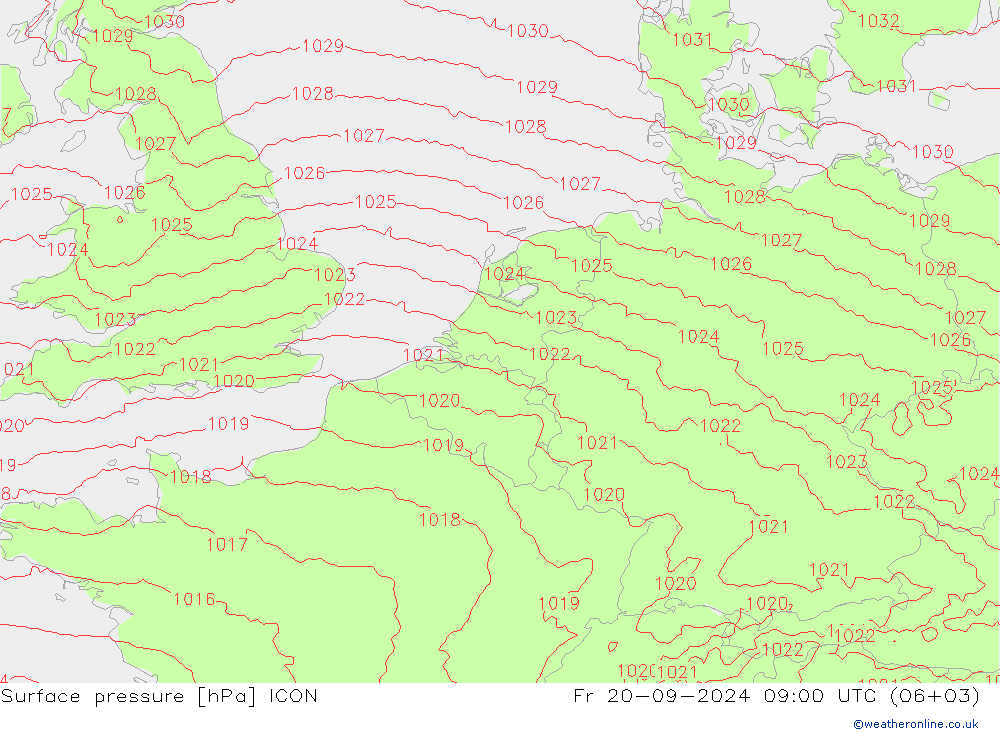 Bodendruck ICON Fr 20.09.2024 09 UTC