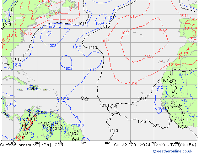 Pressione al suolo ICON dom 22.09.2024 12 UTC