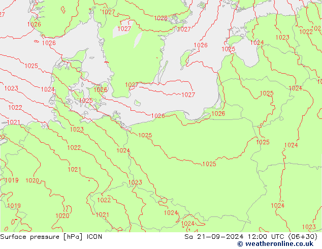 Atmosférický tlak ICON So 21.09.2024 12 UTC