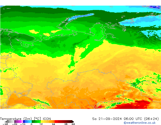 Temperature (2m) ICON Sa 21.09.2024 06 UTC