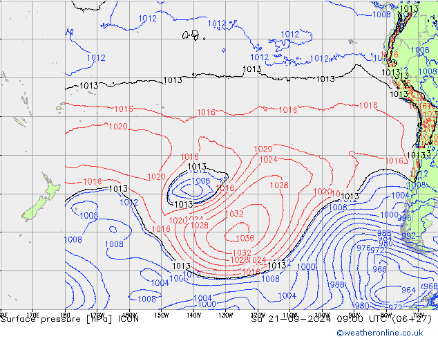 Surface pressure ICON Sa 21.09.2024 09 UTC