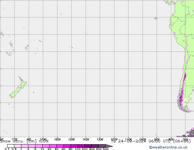 Snow accu. ICON Tu 24.09.2024 06 UTC