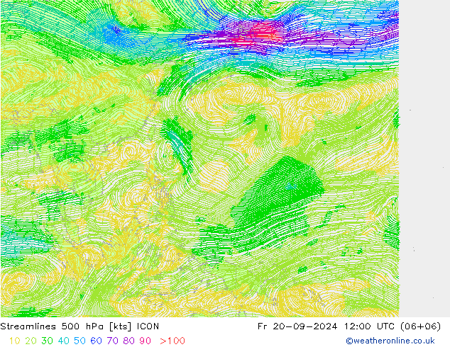 Stroomlijn 500 hPa ICON vr 20.09.2024 12 UTC