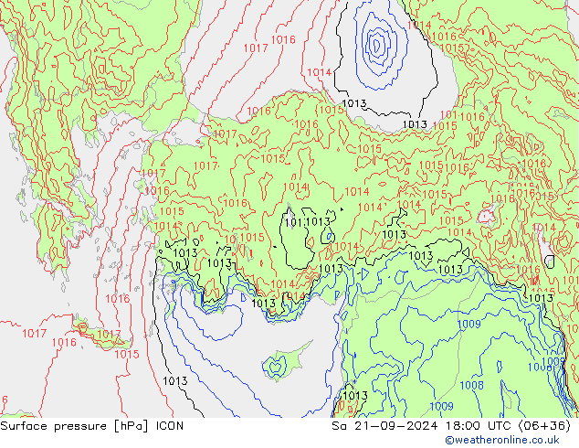 pression de l'air ICON sam 21.09.2024 18 UTC