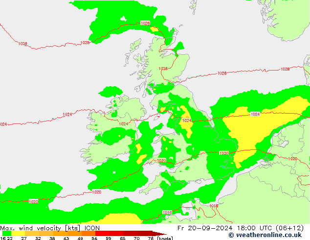 Max. wind velocity ICON vie 20.09.2024 18 UTC