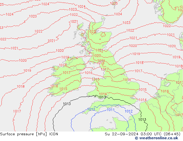приземное давление ICON Вс 22.09.2024 03 UTC