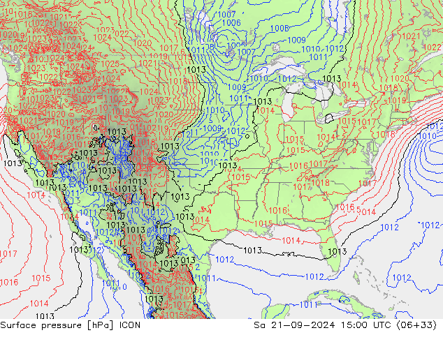 pression de l'air ICON sam 21.09.2024 15 UTC