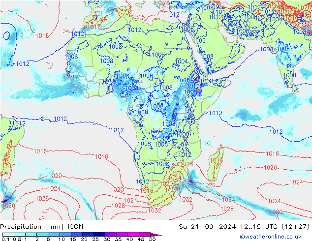 Précipitation ICON sam 21.09.2024 15 UTC