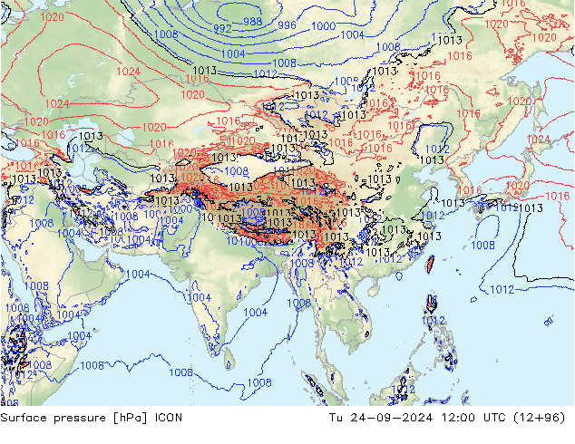 Luchtdruk (Grond) ICON di 24.09.2024 12 UTC