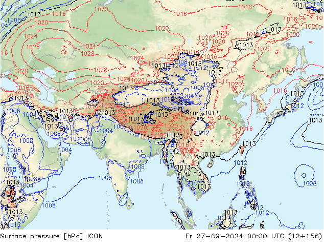 ciśnienie ICON pt. 27.09.2024 00 UTC