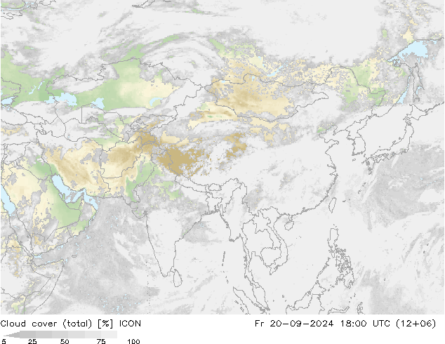 Nuages (total) ICON ven 20.09.2024 18 UTC