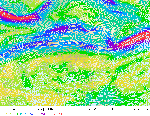 Rüzgar 300 hPa ICON Paz 22.09.2024 03 UTC