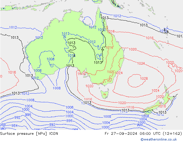 приземное давление ICON пт 27.09.2024 06 UTC