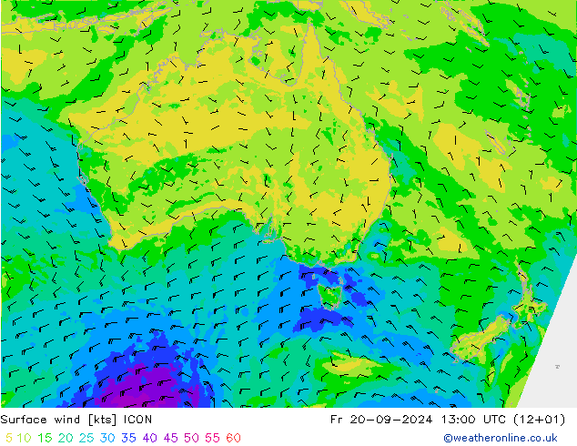 Surface wind ICON Pá 20.09.2024 13 UTC