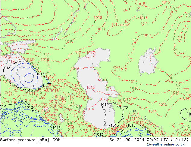 Surface pressure ICON Sa 21.09.2024 00 UTC