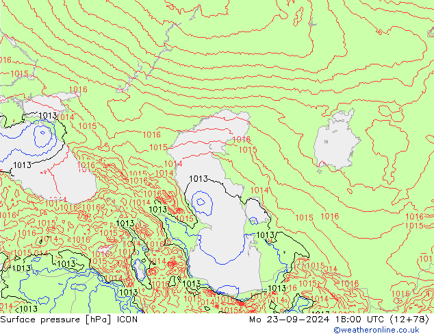 Yer basıncı ICON Pzt 23.09.2024 18 UTC