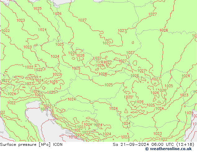 приземное давление ICON сб 21.09.2024 06 UTC