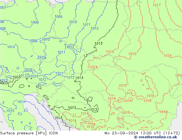 приземное давление ICON пн 23.09.2024 12 UTC