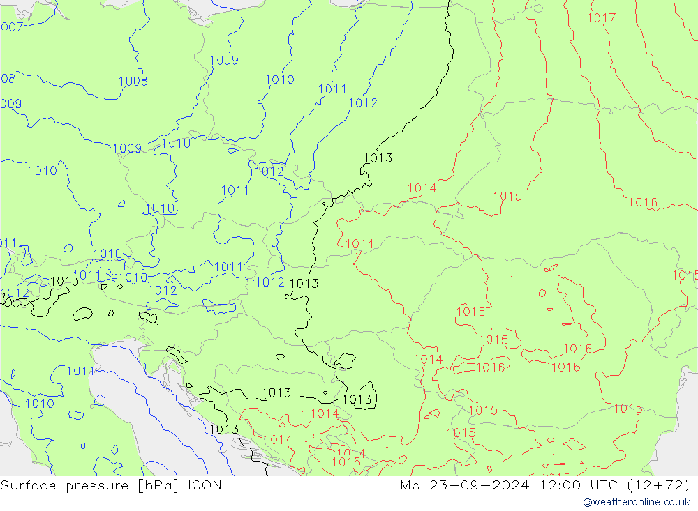 приземное давление ICON пн 23.09.2024 12 UTC