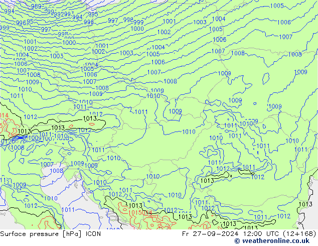 приземное давление ICON пт 27.09.2024 12 UTC