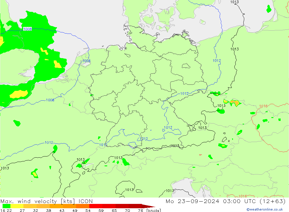 Max. wind velocity ICON Mo 23.09.2024 03 UTC