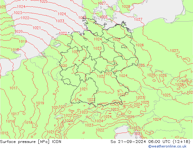 Yer basıncı ICON Cts 21.09.2024 06 UTC