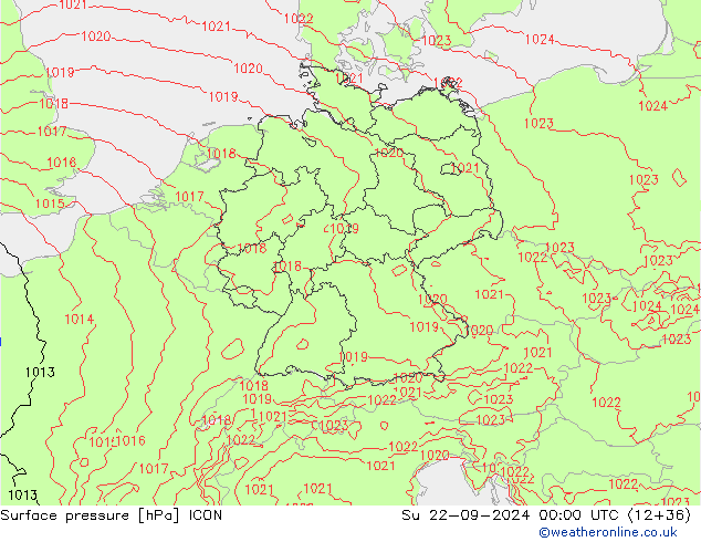 pressão do solo ICON Dom 22.09.2024 00 UTC