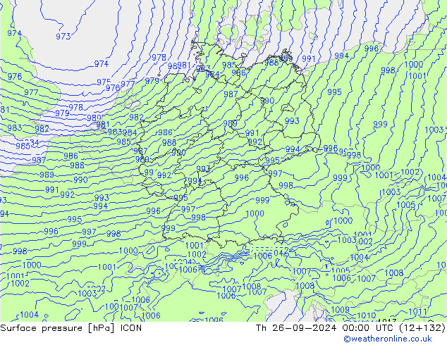 приземное давление ICON чт 26.09.2024 00 UTC