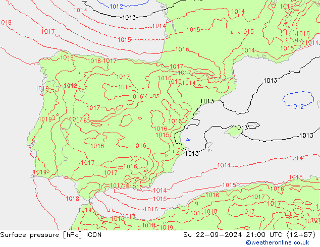 ciśnienie ICON nie. 22.09.2024 21 UTC