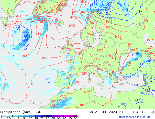 precipitação ICON Sáb 21.09.2024 00 UTC