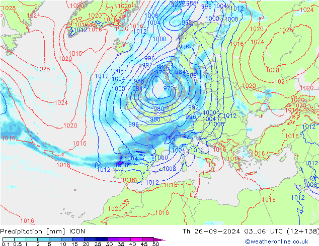 Neerslag ICON do 26.09.2024 06 UTC