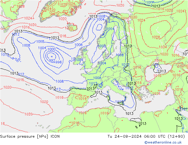 Bodendruck ICON Di 24.09.2024 06 UTC