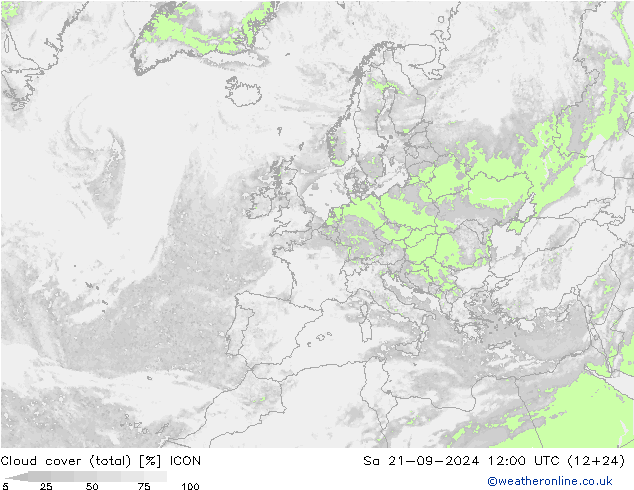 Wolken (gesamt) ICON Sa 21.09.2024 12 UTC