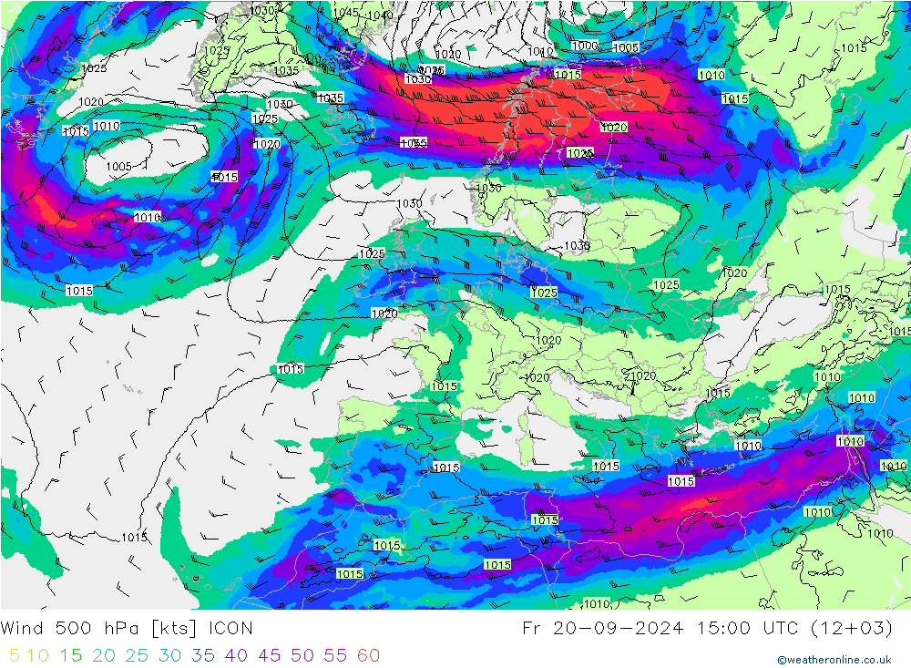 Wind 500 hPa ICON Fr 20.09.2024 15 UTC