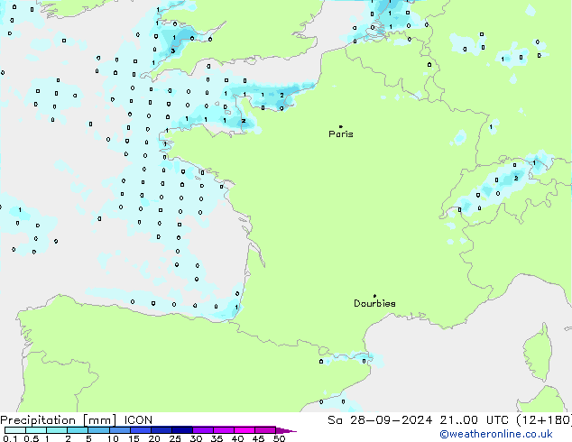 Niederschlag ICON Sa 28.09.2024 00 UTC