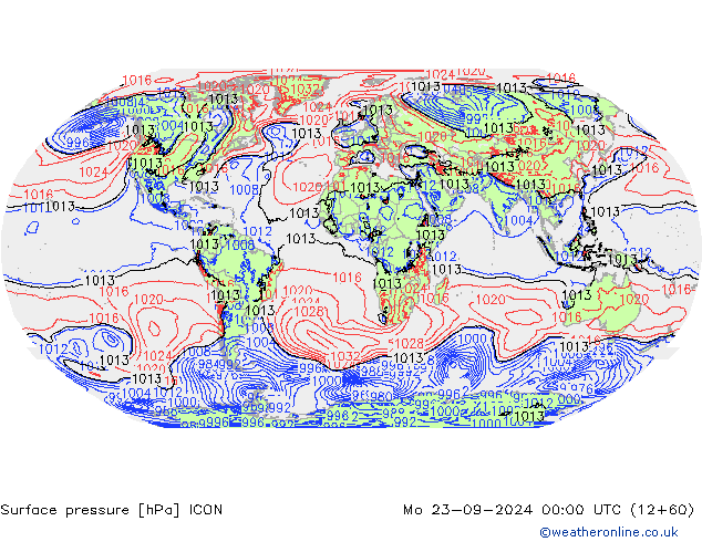 Surface pressure ICON Mo 23.09.2024 00 UTC