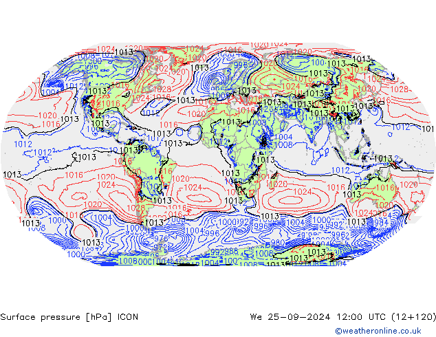 Luchtdruk (Grond) ICON wo 25.09.2024 12 UTC