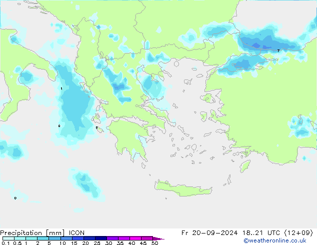 Precipitación ICON vie 20.09.2024 21 UTC