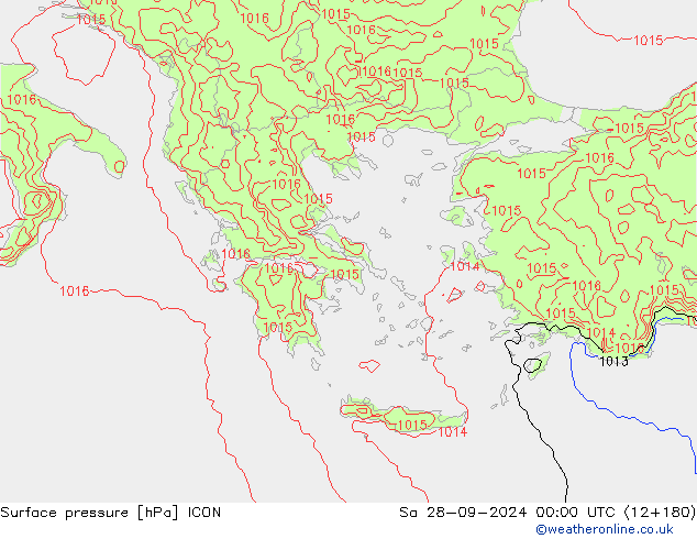 Surface pressure ICON Sa 28.09.2024 00 UTC