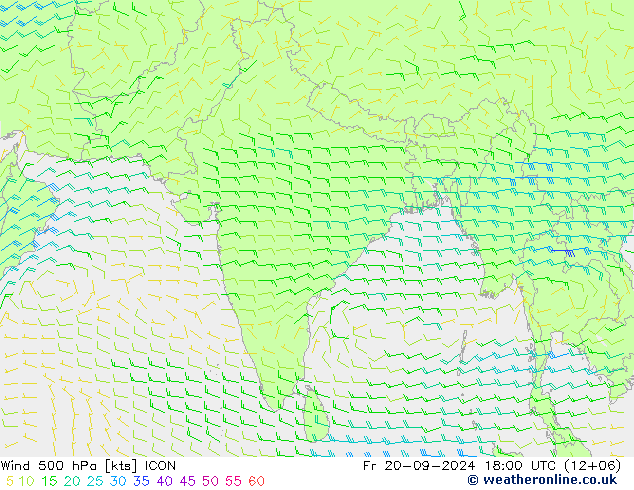 Vent 500 hPa ICON ven 20.09.2024 18 UTC